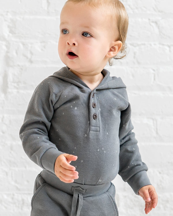 Cole Waffle Knit Hoodie Bodysuit Baby : One Pieces : Bodysuits : Long Sleeves Kendi Organic Cotton Baby Waffle Knit Long Sleeve Hoodie Bodysuit