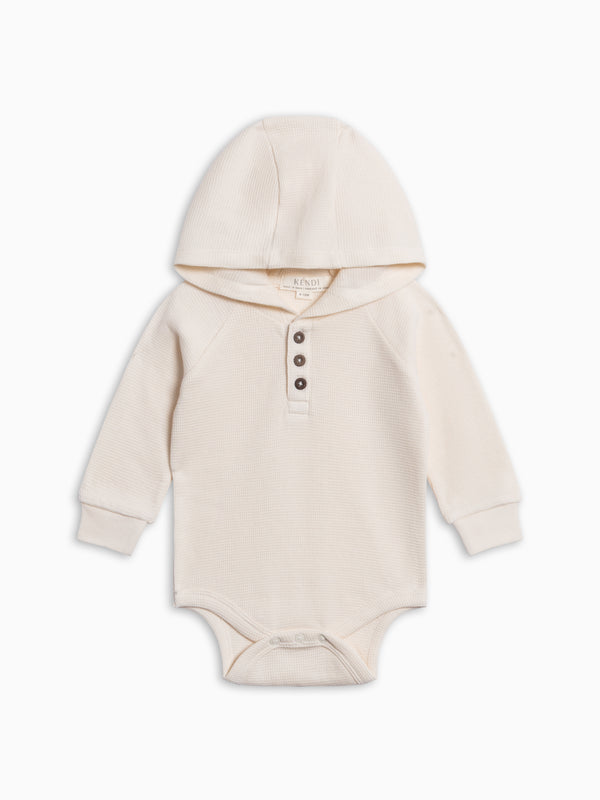 Cole Waffle Knit Hoodie Bodysuit - Ivory