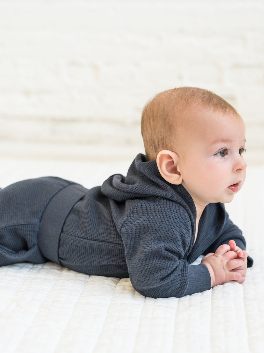 Cole Waffle Knit Hoodie Bodysuit Sale :Baby :One Pieces :Bodysuits :Long Sleeves Kendi Organic Cotton Baby Waffle Knit Long Sleeve Hoodie Bodysuit