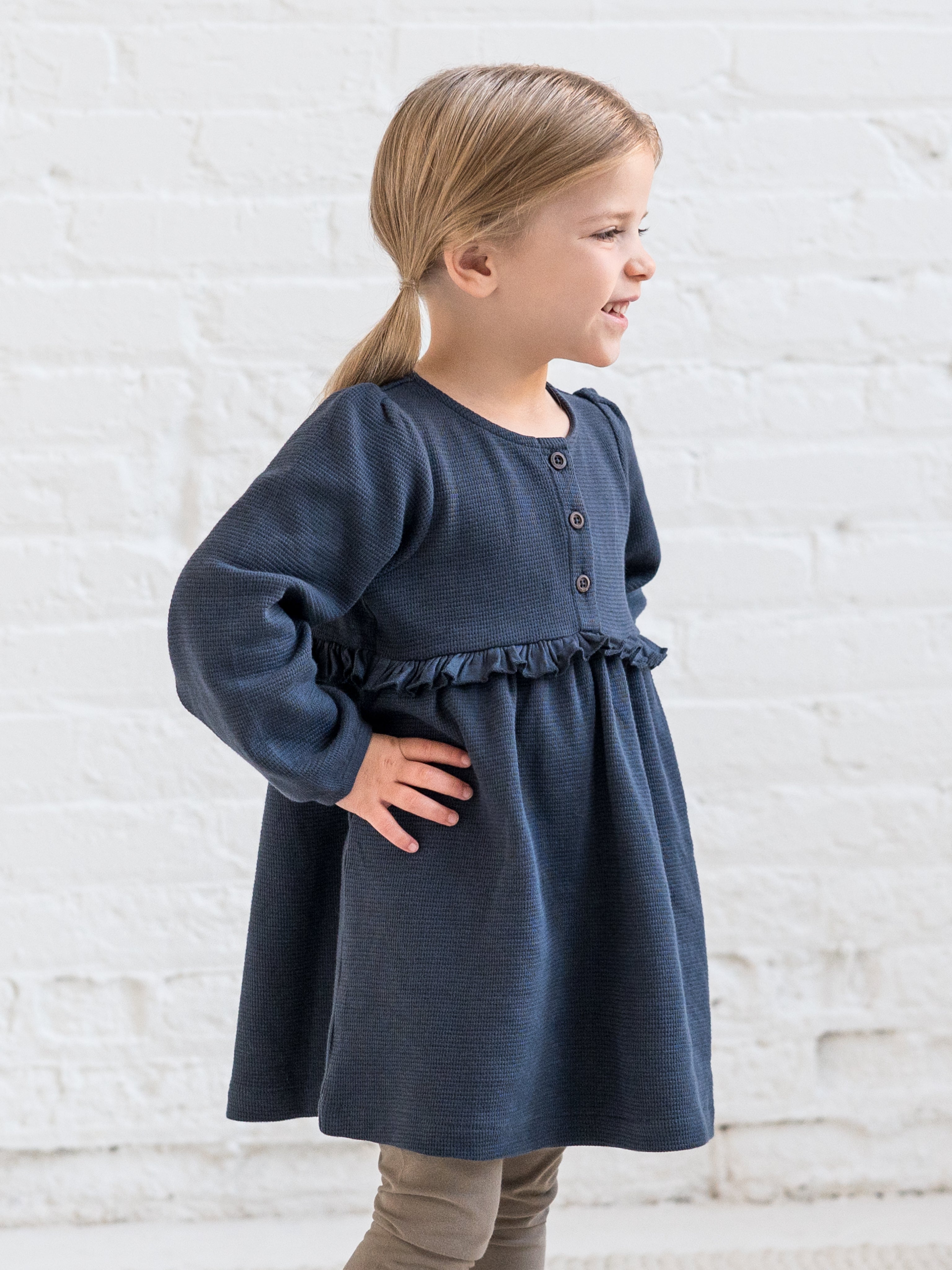 Organic Cotton Baby and Kids Nina Waffle Knit Dress Colored Organics