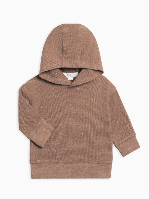 Cooper Waffle Knit Hooded Pullover Sale : Baby-Kids : Tops : Tees : Long Sleeves Kendi Organic Cotton Baby and Kids Cooper Waffle Knit Long Sleeve Hooded Pullover
