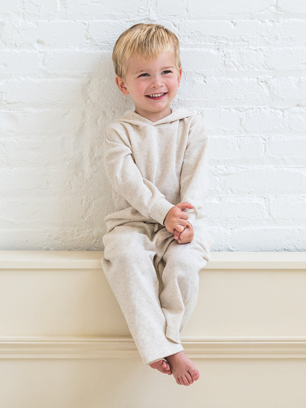 Cooper Waffle Knit Hooded Pullover Sale : Baby-Kids : Tops : Tees : Long Sleeves Kendi Organic Cotton Baby and Kids Cooper Waffle Knit Long Sleeve Hooded Pullover