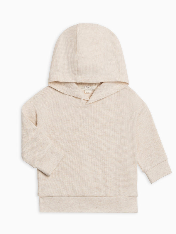 Cooper Waffle Knit Hooded Pullover Sale : Baby-Kids : Tops : Tees : Long Sleeves Kendi Organic Cotton Baby and Kids Cooper Waffle Knit Long Sleeve Hooded Pullover