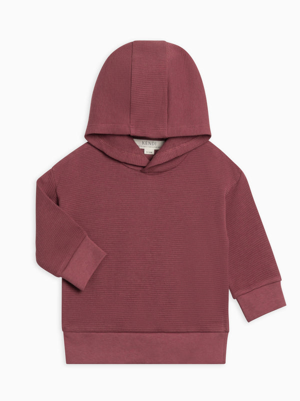 Cooper Waffle Knit Hooded Pullover Sale : Baby-Kids : Tops : Tees : Long Sleeves Kendi Organic Cotton Baby and Kids Cooper Waffle Knit Long Sleeve Hooded Pullover