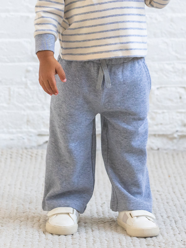 Clove Waffle Knit Straight Leg Pants - Ashen Baby-Kids : Bottoms : Joggers KENDI by Colored Organics Clove Waffle Knit Straight Leg Pants | Colored Organics®