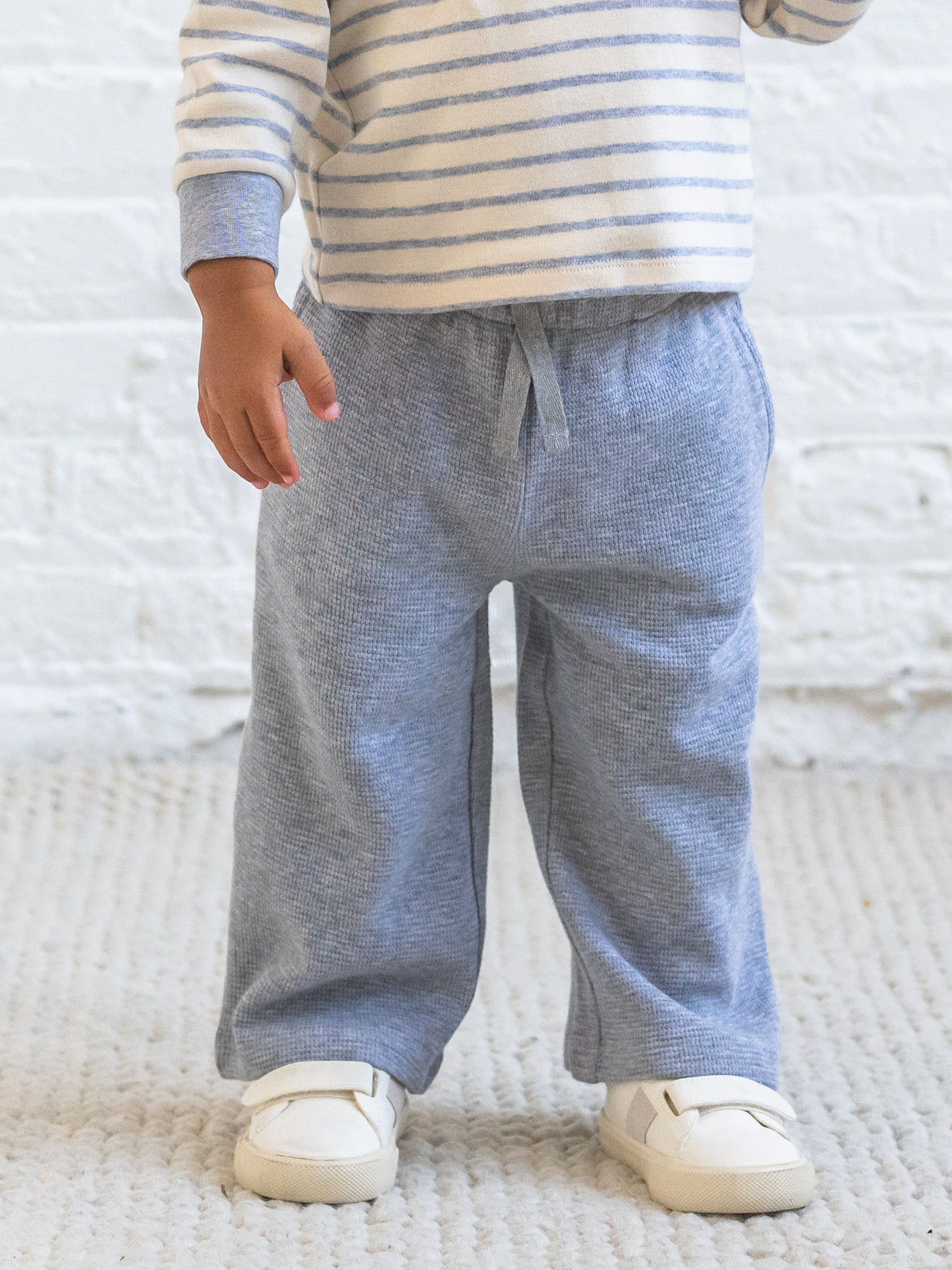 Clove Waffle Knit Straight Leg Pants - Ashen Baby-Kids : Bottoms : Joggers KENDI by Colored Organics Clove Waffle Knit Straight Leg Pants | Colored Organics®