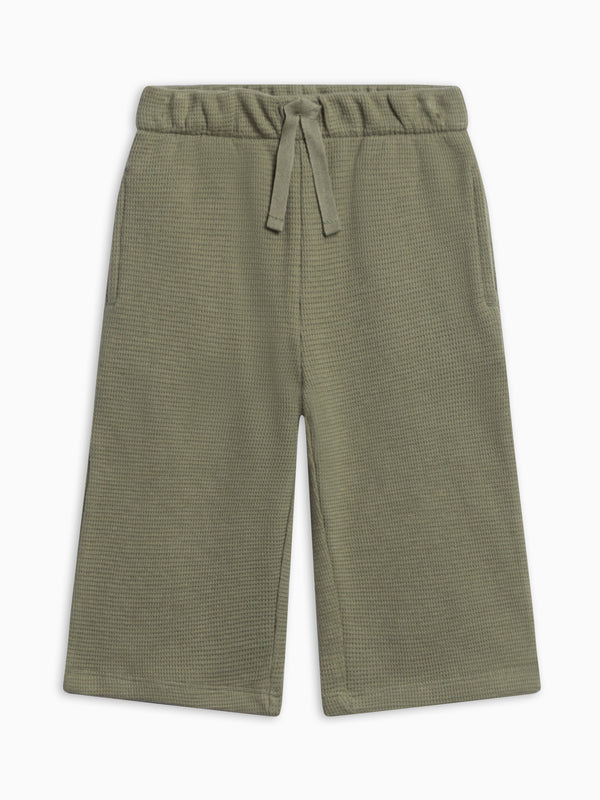 Clove Waffle Knit Straight Leg Pants - Fern