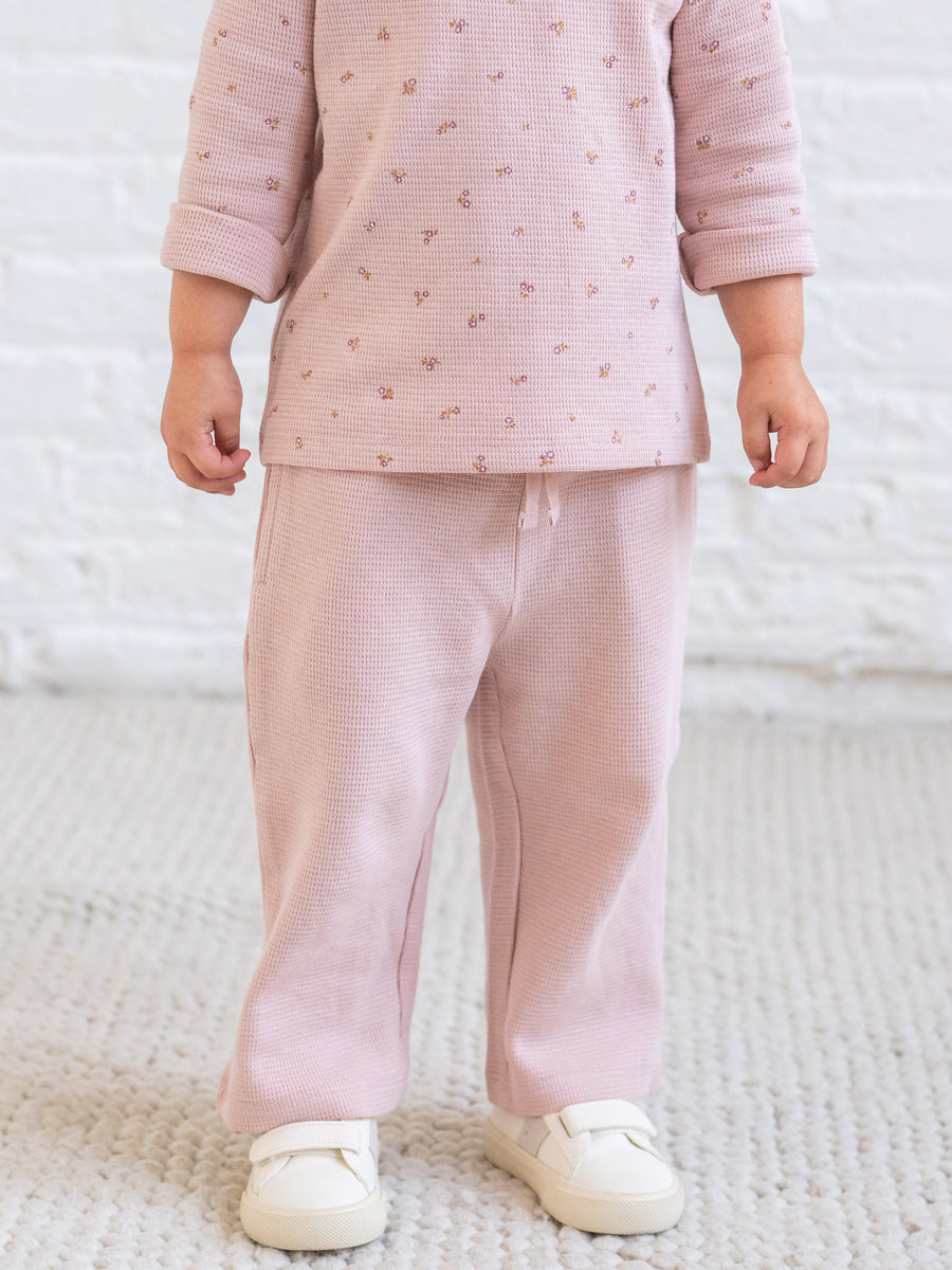 Clove Waffle Knit Straight Leg Pants - Petal Pink