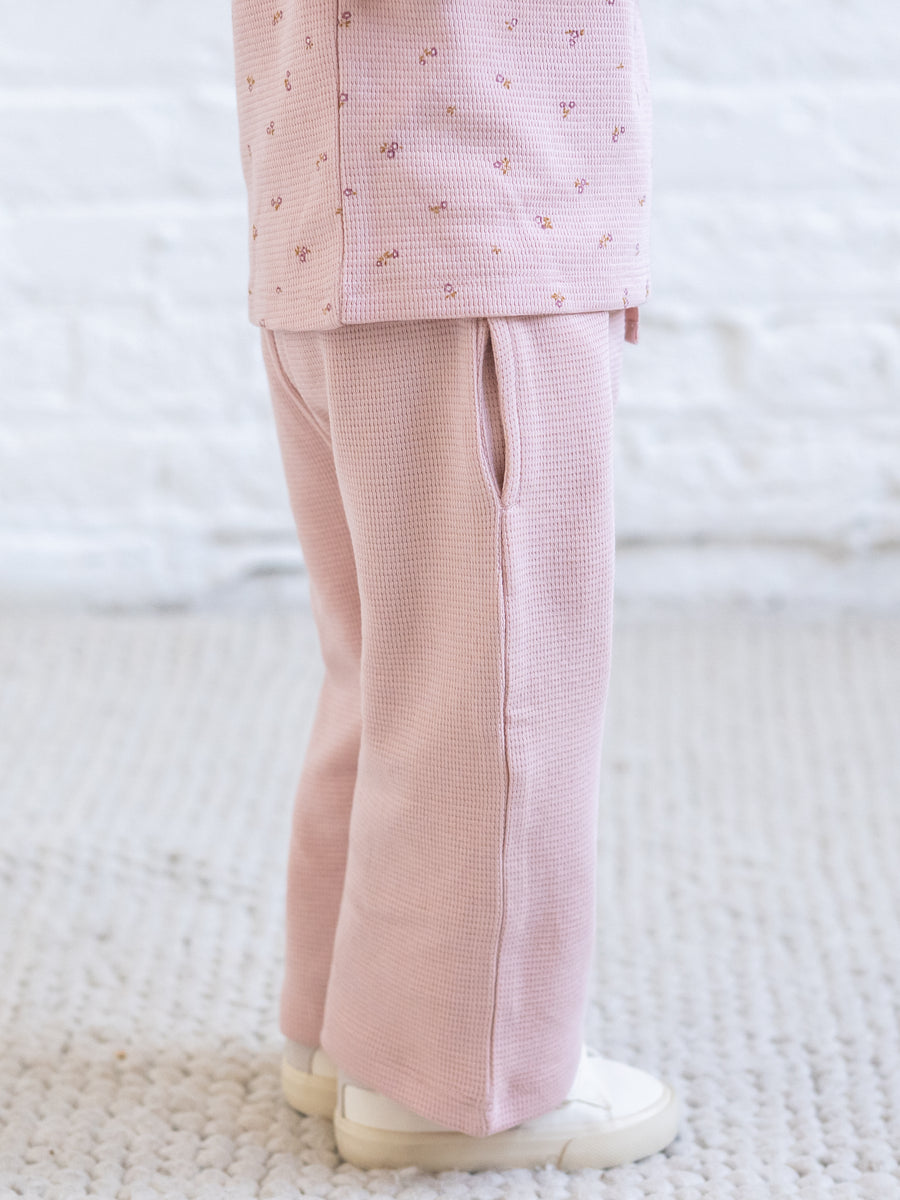 Clove Waffle Knit Straight Leg Pants - Petal Pink