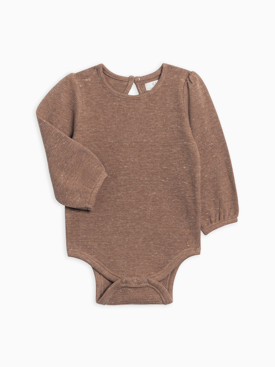 Jill Waffle Knit Long Sleeve Bodysuit Sale :Baby :One Pieces :Bodysuits :Long Sleeves Kendi Organic Cotton Baby Waffle Knit Ruffle Long Sleeve Bodysuit