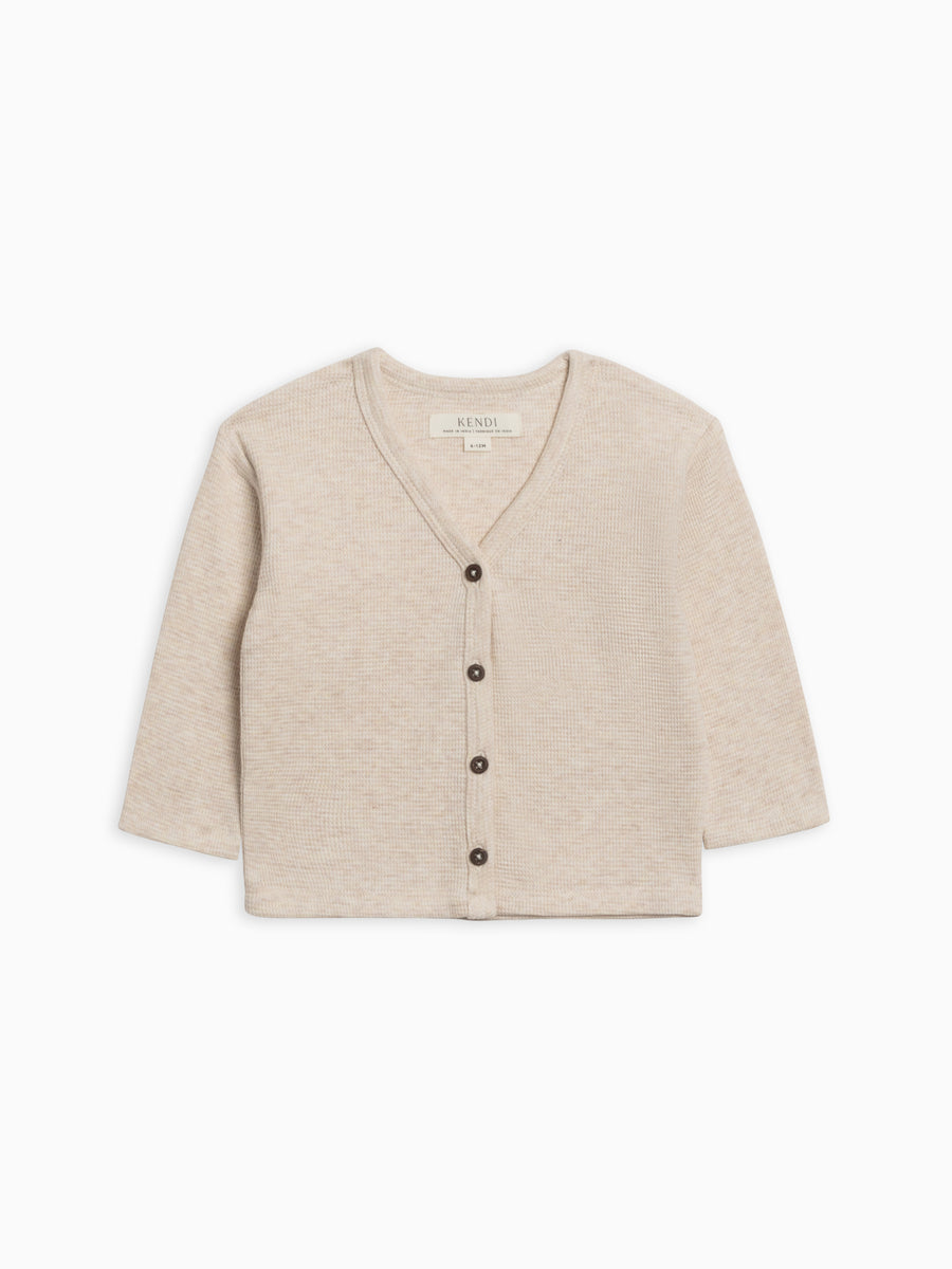 Wells Waffle Knit Button Cardigan Sale : Baby-Kids : Tops : Cardigans : Long Sleeves Kendi Organic Cotton Baby and Kids Nina Waffle Knit Dress