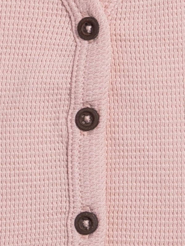 PRE ORDER Wells Waffle Knit Button Cardigan - Petal Pink Baby-Kids : Tops : Cardigans : Long Sleeves KENDI by Colored Organics Wells Waffle Knit Button Cardigan | Colored Organics®