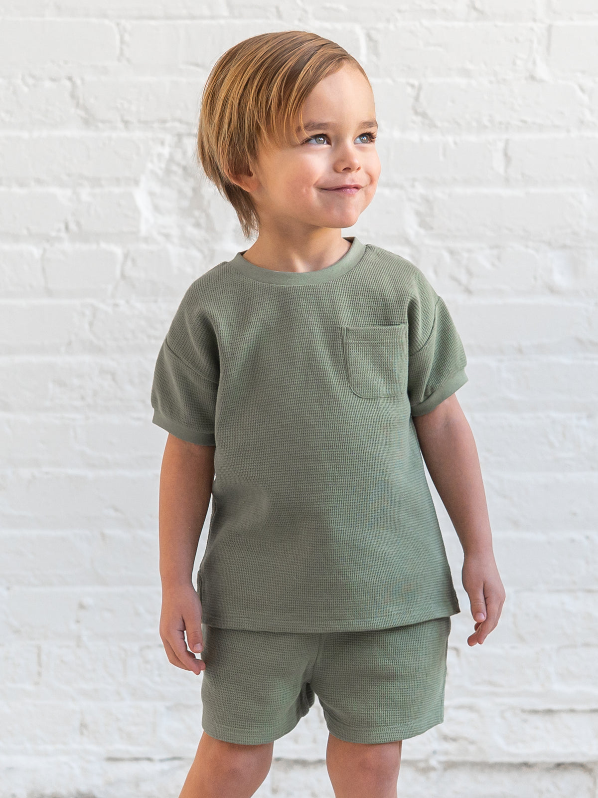 Avery Waffle Shorts - Fern  KENDI by Colored Organics Avery Waffle Shorts - Fern (Organic) | Colored Organics®