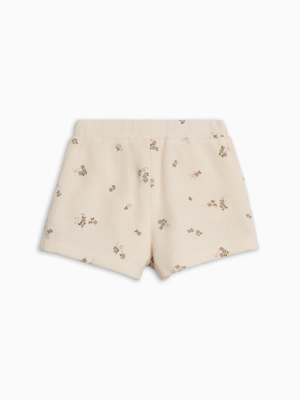 Avery Waffle Shorts - Sylva Floral / Fog + Fern Baby-Kids : Bottoms : Shorts Kendi Avery Waffle Shorts - Sylva Floral / | Colored Organics®