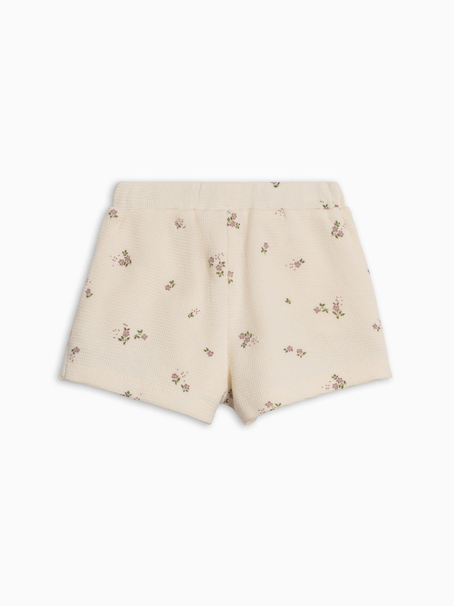 Avery Waffle Shorts - Sylva Floral / Fog + Fern Baby-Kids : Bottoms : Shorts Kendi Avery Waffle Shorts - Sylva Floral / | Colored Organics®