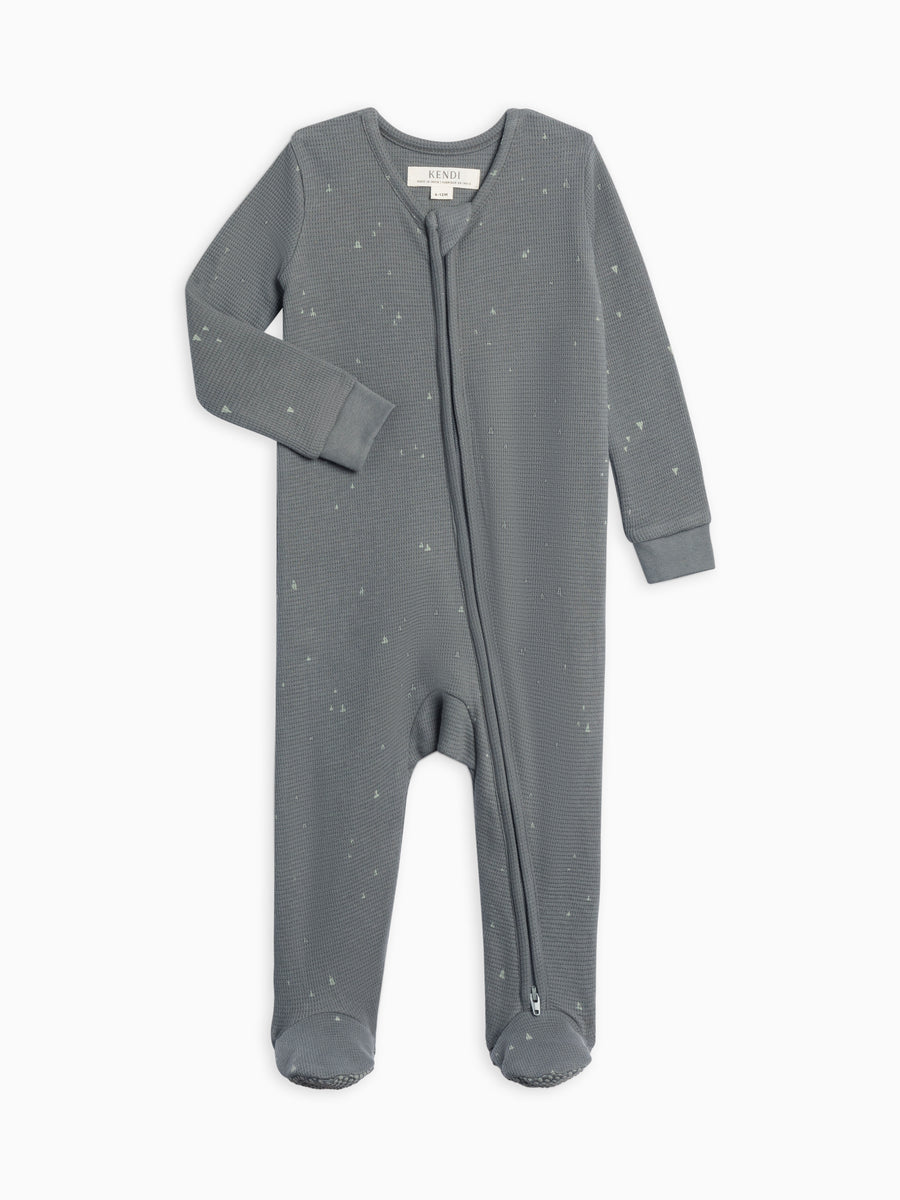 Lane Waffle Knit Zipper Sleeper Baby : One Pieces : Sleepers : Long Sleeves Kendi Organic Cotton Baby Lane Waffle Knit Zipper Sleeper