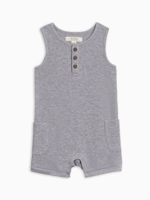 Percy Waffle Short Romper - Ashen