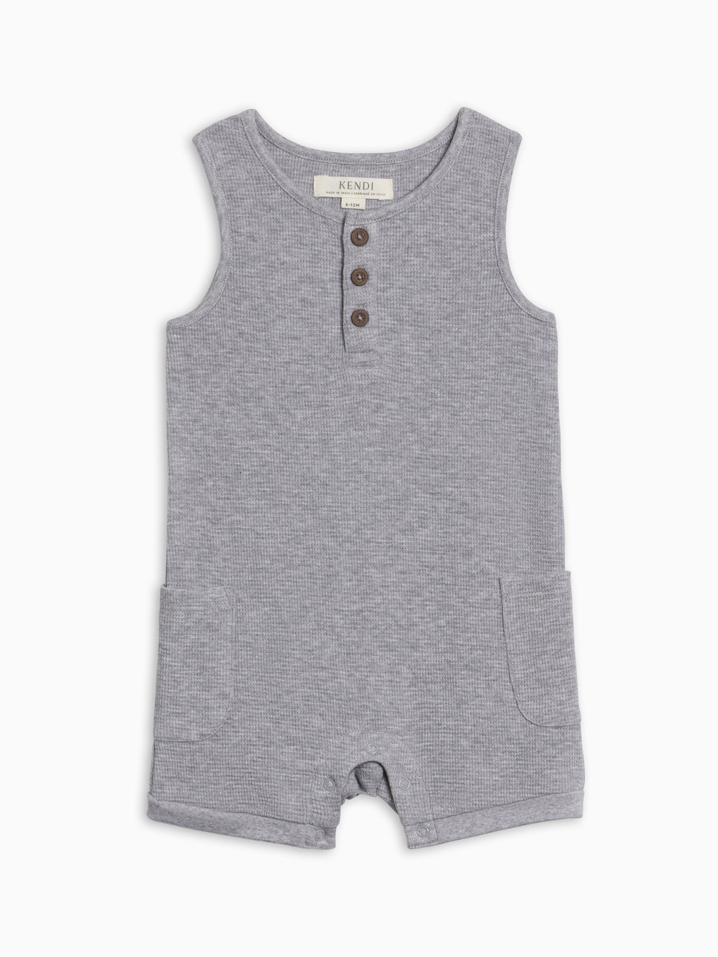 Percy Waffle Short Romper - Ashen Baby : One Pieces : Rompers : Tanks KENDI by Colored Organics Baby Percy Waffle Short Romper - Ashen | Colored Organics®