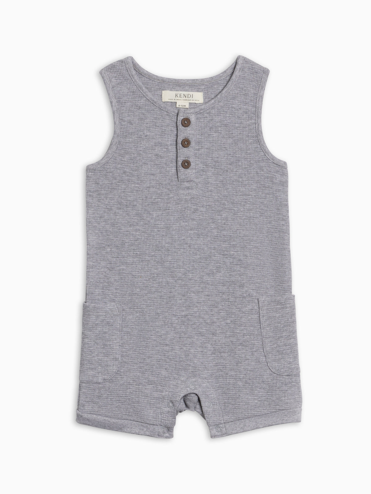 Percy Waffle Short Romper - Ashen Baby : One Pieces : Rompers : Tanks KENDI by Colored Organics Baby Percy Waffle Short Romper - Ashen | Colored Organics®