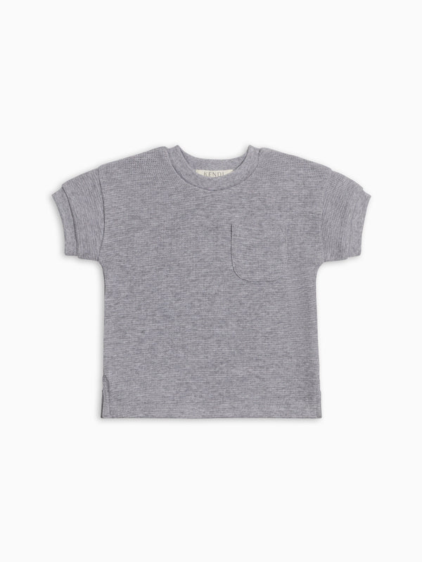 Bailey Waffle Pocket Tee - Ashen Baby-Kids : Tops : Tees : Short Sleeves KENDI by Colored Organics Organic Cotton Baby and Kids Bailey Waffle Tee