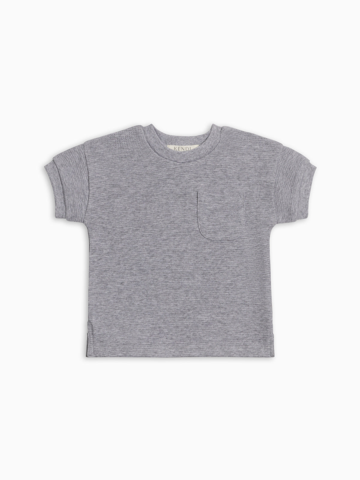 Bailey Waffle Pocket Tee - Ashen Baby-Kids : Tops : Tees : Short Sleeves KENDI by Colored Organics Baby Bailey Waffle Pocket Tee - Ashen | Colored Organics®
