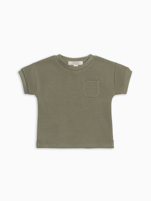 Bailey Waffle Pocket Tee - Fern Baby-Kids : Tops : Tees : Short Sleeves KENDI by Colored Organics Bailey Waffle Pocket Tee - Fern for Baby | Colored Organics®