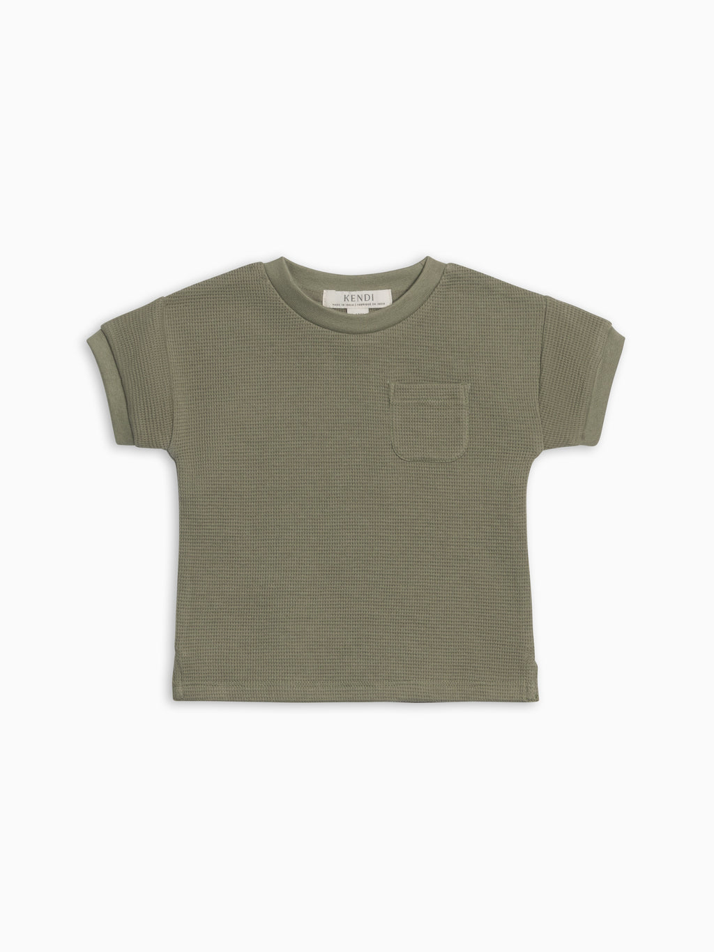 Bailey Waffle Pocket Tee - Fern Baby-Kids : Tops : Tees : Short Sleeves KENDI by Colored Organics Bailey Waffle Pocket Tee - Fern for Baby | Colored Organics®