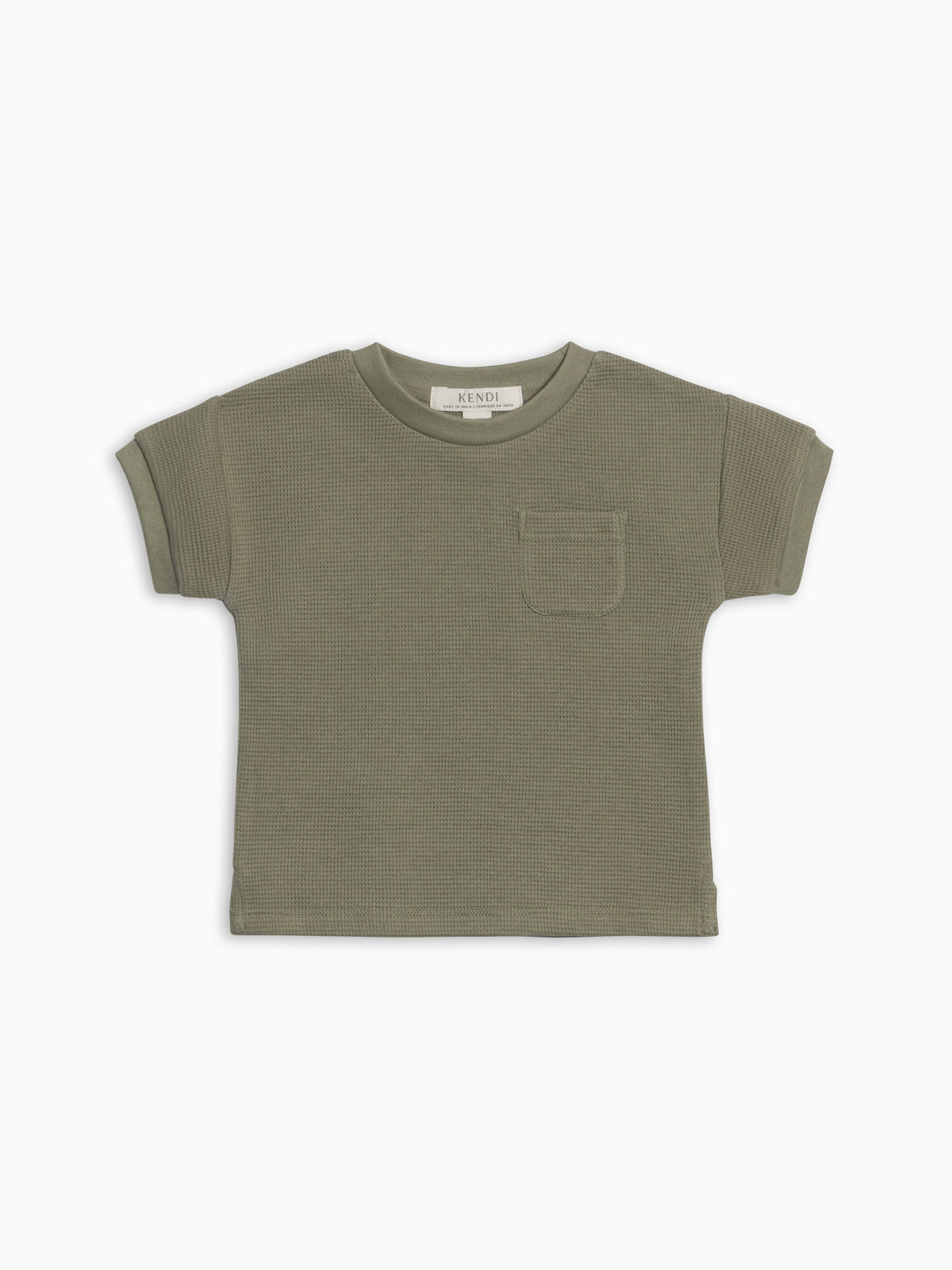 Bailey Waffle Pocket Tee - Fern Baby-Kids : Tops : Tees : Short Sleeves KENDI by Colored Organics Bailey Waffle Pocket Tee - Fern for Baby | Colored Organics®