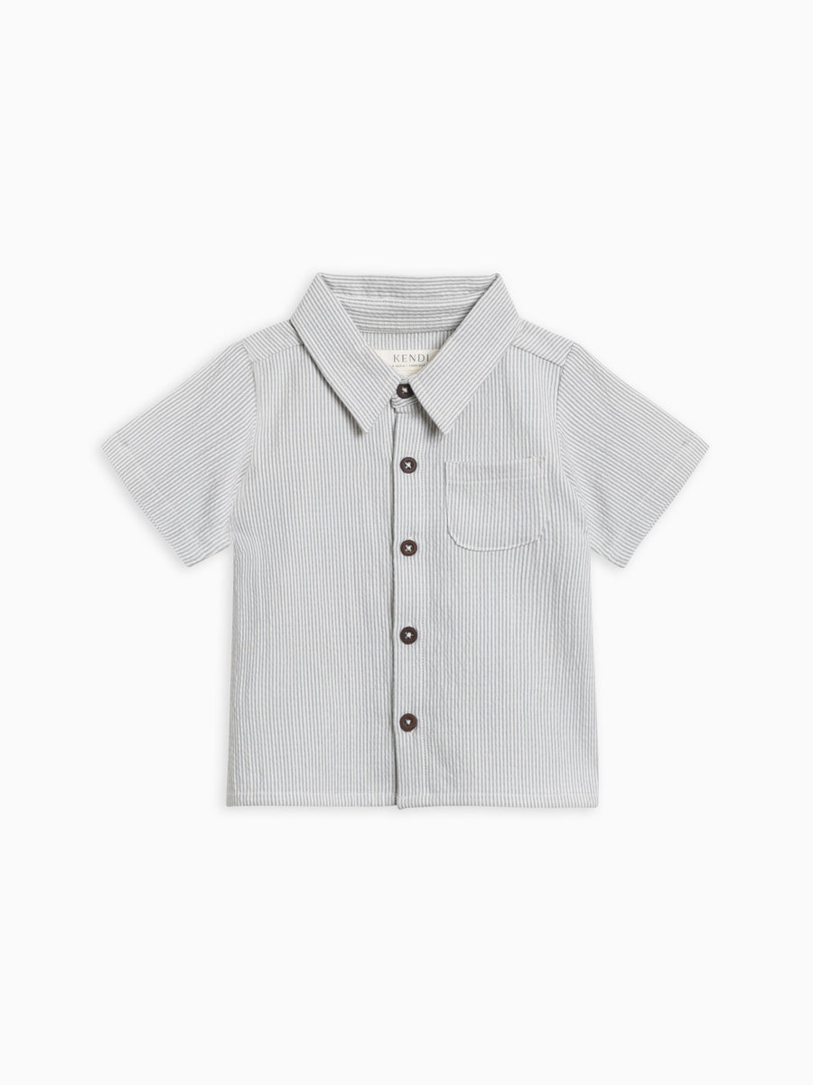 Landon Seersucker Collared Button Down Shirt