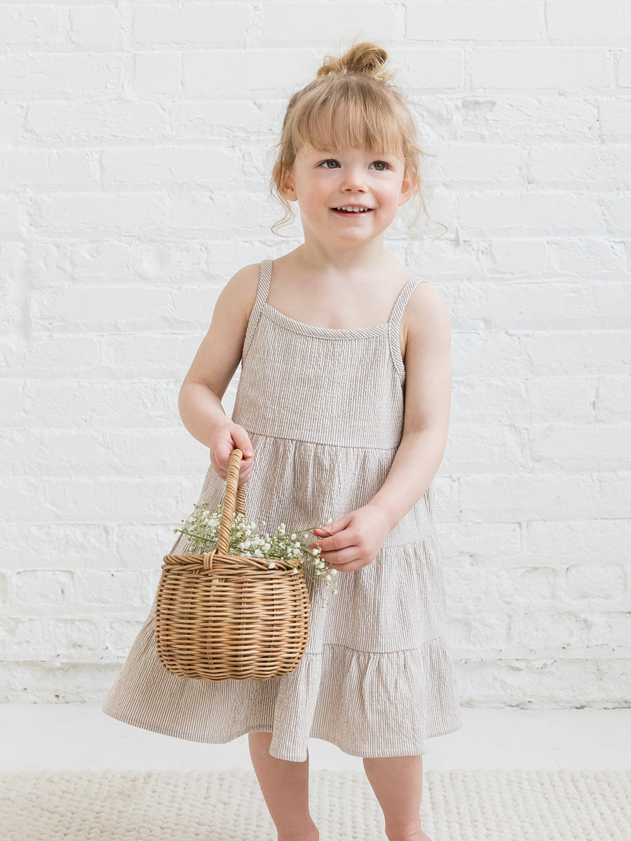 Cari Seersucker Tiered Dress Sale :Baby-Kids :Dresses :Tanks Kendi Organic Cotton Baby and Kids Cari Seersucker Tiered Dress