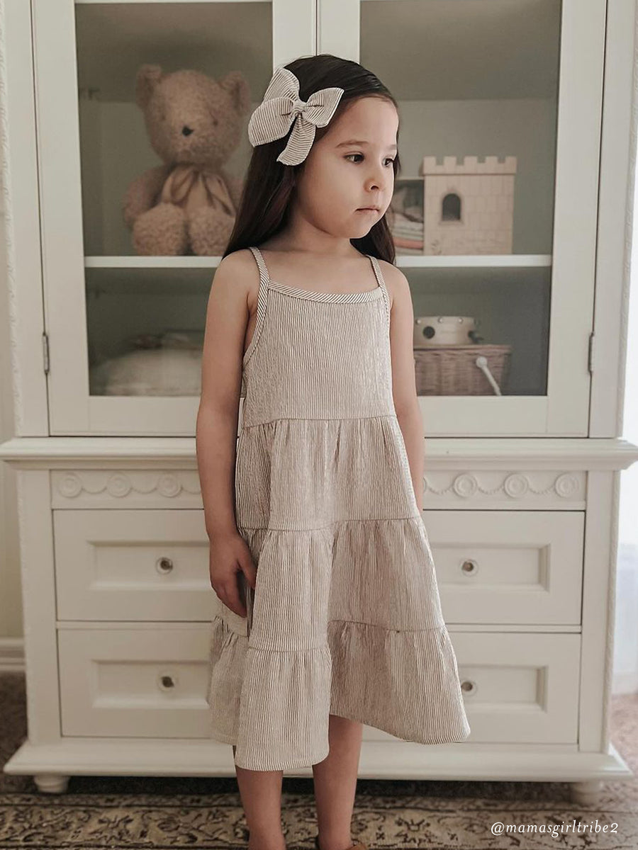Cari Seersucker Tiered Dress Sale :Baby-Kids :Dresses :Tanks Kendi Organic Cotton Baby and Kids Cari Seersucker Tiered Dress