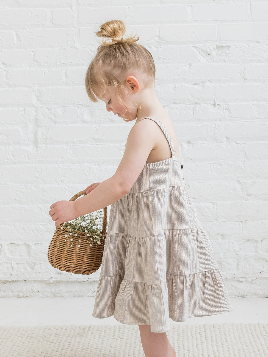 Cari Seersucker Tiered Dress Sale :Baby-Kids :Dresses :Tanks Kendi Organic Cotton Baby and Kids Cari Seersucker Tiered Dress