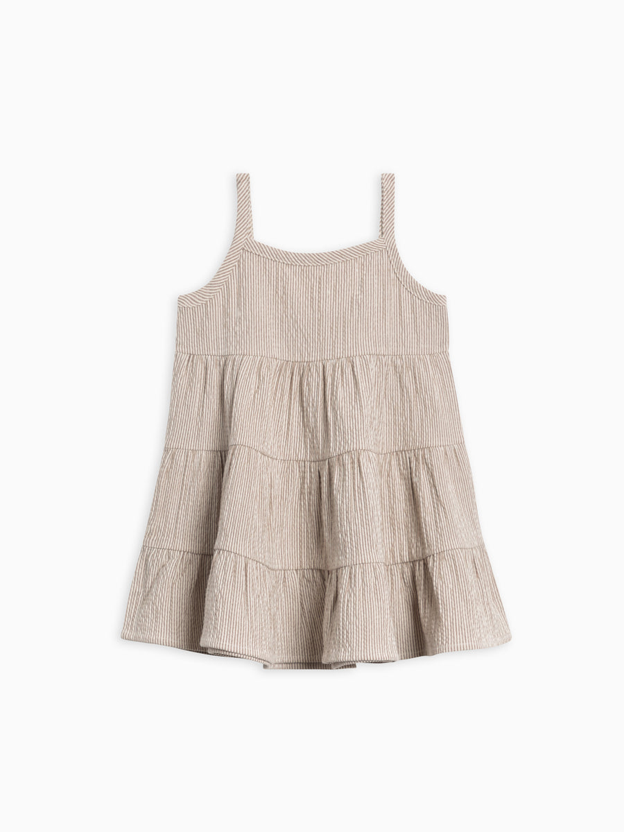 Cari Seersucker Tiered Dress Sale :Baby-Kids :Dresses :Tanks Kendi Organic Cotton Baby and Kids Cari Seersucker Tiered Dress