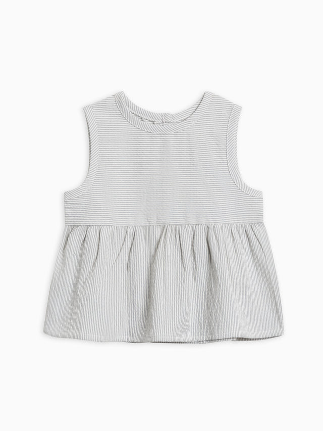 Grace Seersucker Peplum Top Baby-Kids : Tops : Tanks Kendi Organic Cotton Baby and Kids Grace Seersucker Peplum Top 