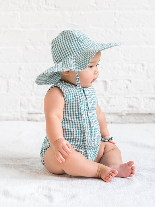 Organic Cotton Baby Wren Seersucker Bubble Romper