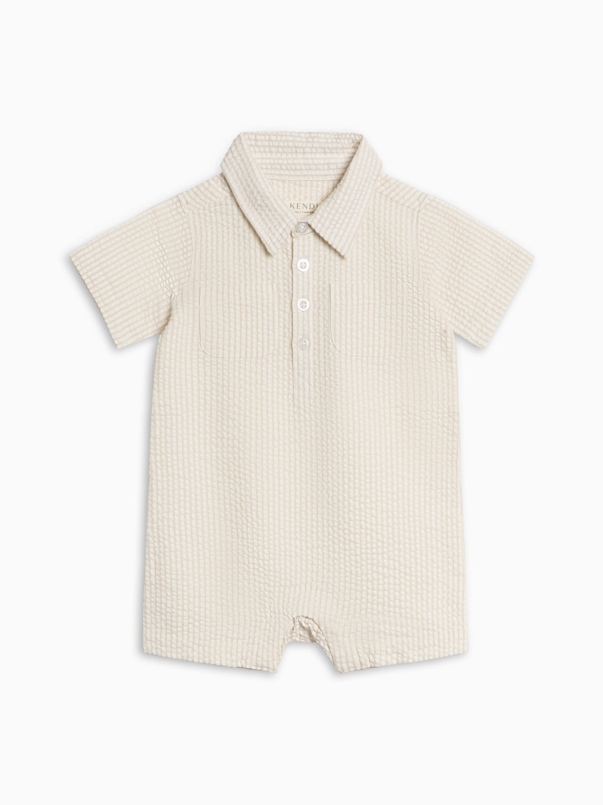 Mato Seersucker Collared Romper - Golf  Colored Organics Mato Seersucker Collared Romper - Golf | Colored Organics®