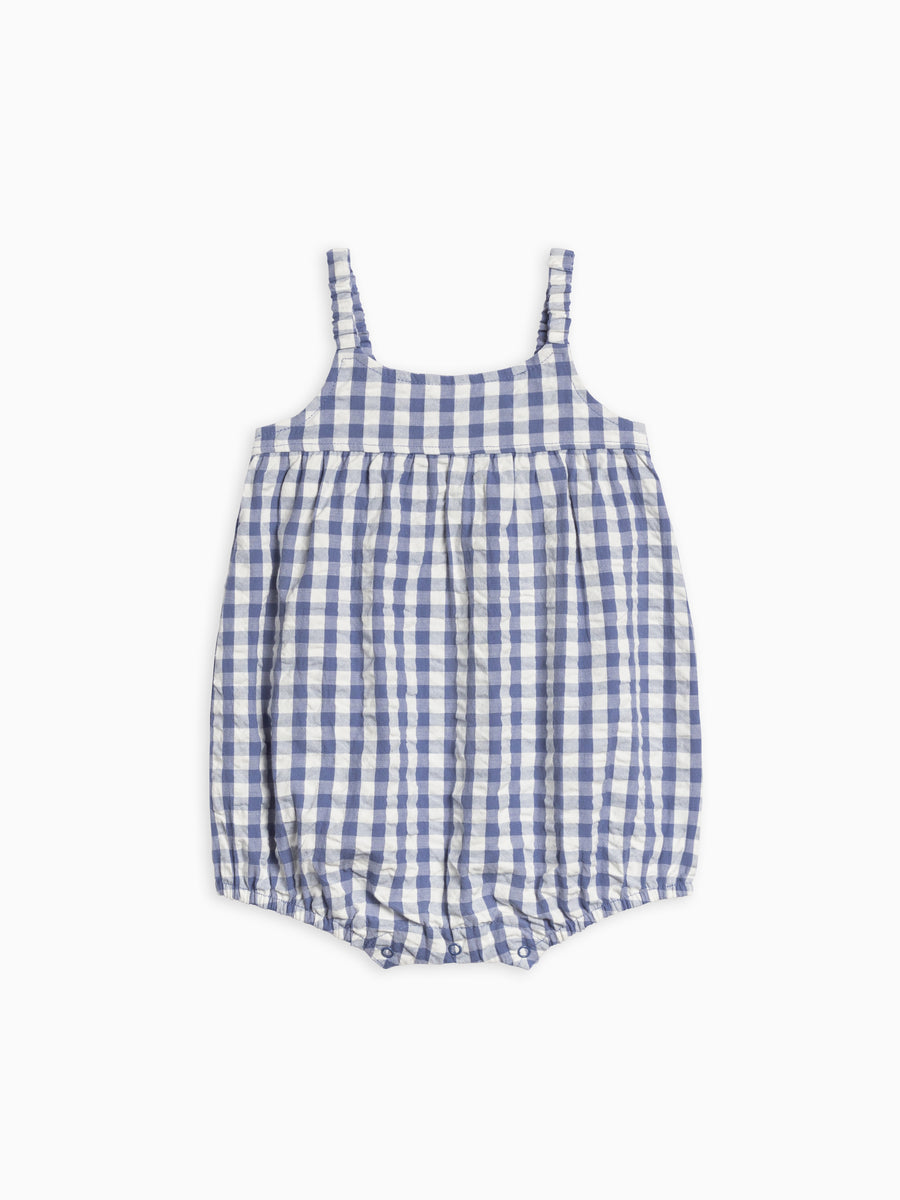 Caspia Seersucker Bubble Romper Baby :One Pieces :Rompers :Tanks Kendi Organic Cotton Baby Caspia Seersucker Bubble Romper