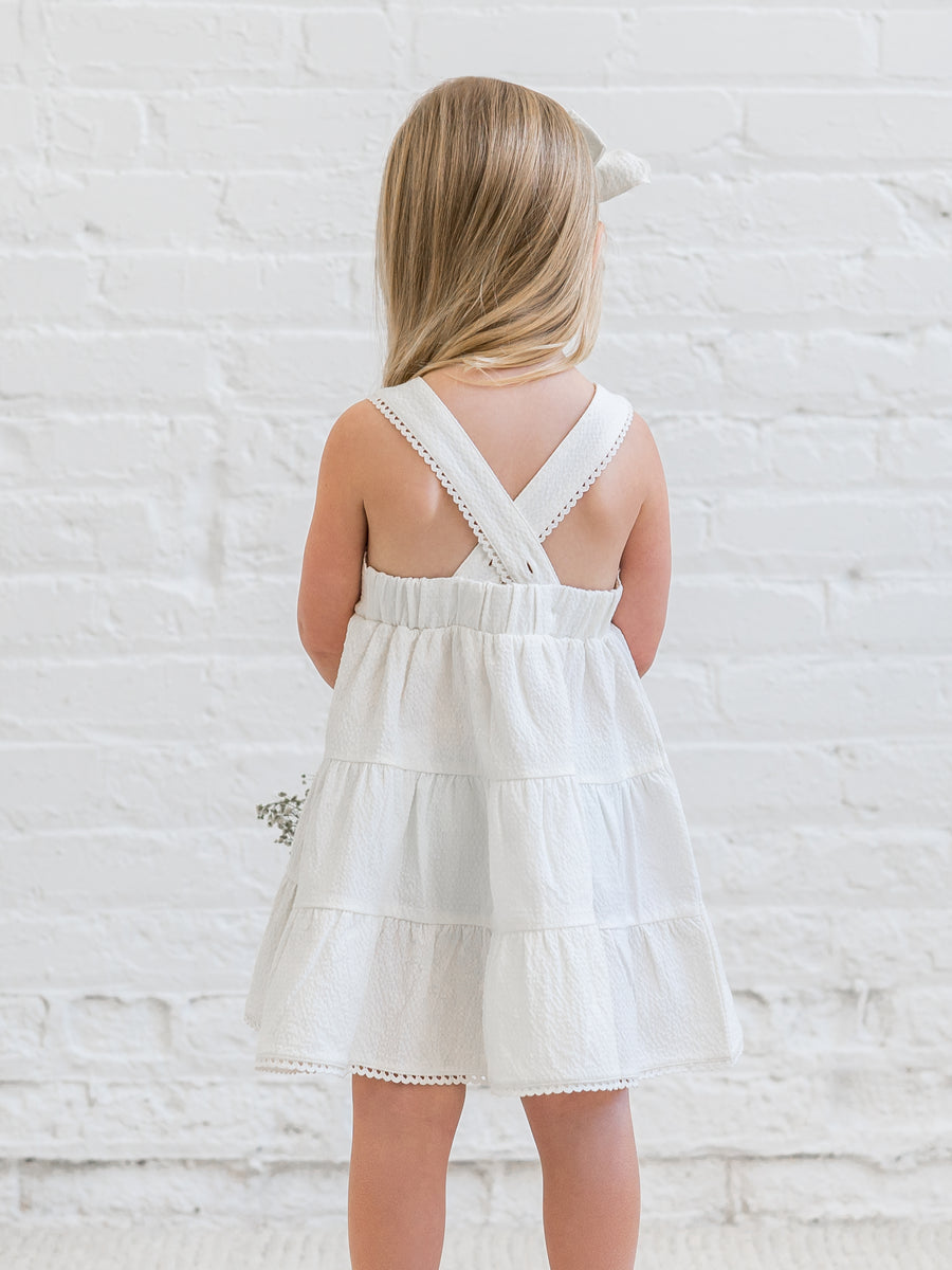 Zoey Seersucker Tiered Dress Baby-Kids :Dresses :Tanks Kendi Organic Cotton Baby and Kids Zoey Seersucker Tiered Dress