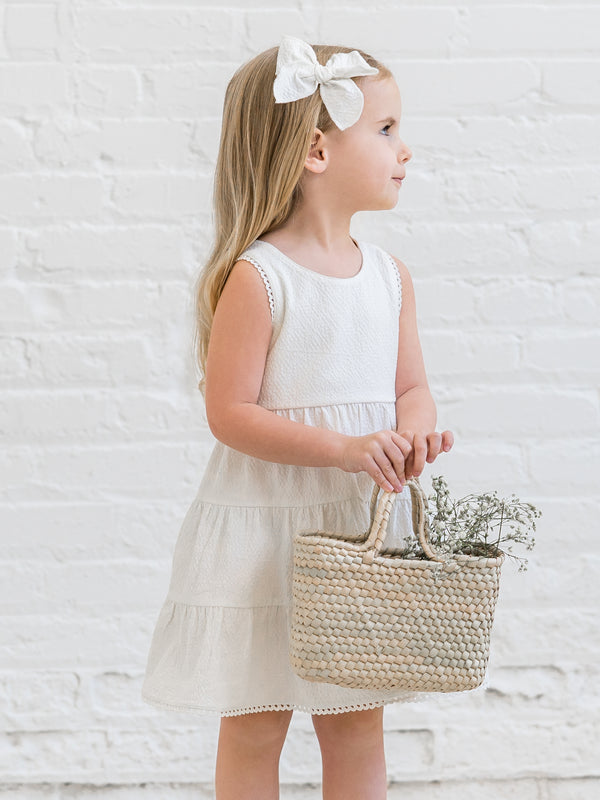 Zoey Seersucker Tiered Dress Baby-Kids : Dresses : Tanks Kendi Organic Cotton Baby and Kids Zoey Seersucker Tiered Dress