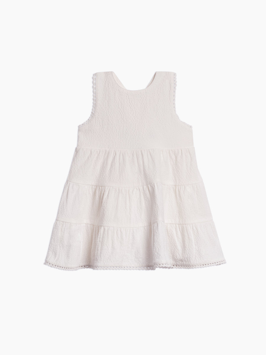 Zoey Seersucker Tiered Dress Baby-Kids :Dresses :Tanks Kendi Organic Cotton Baby and Kids Zoey Seersucker Tiered Dress