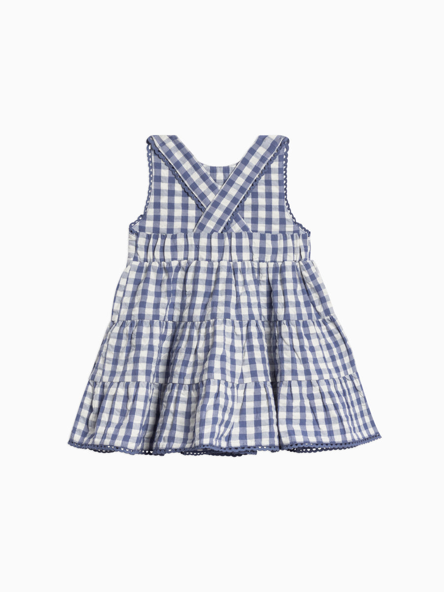 Zoey Seersucker Tiered Dress Baby-Kids : Dresses : Tanks Kendi Organic Cotton Baby and Kids Zoey Seersucker Tiered Dress