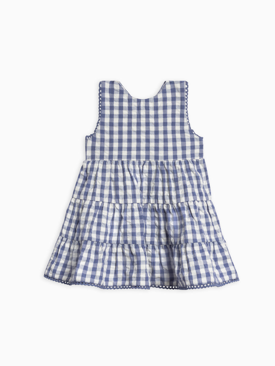 Zoey Seersucker Tiered Dress Baby-Kids : Dresses : Tanks Kendi Organic Cotton Baby and Kids Zoey Seersucker Tiered Dress