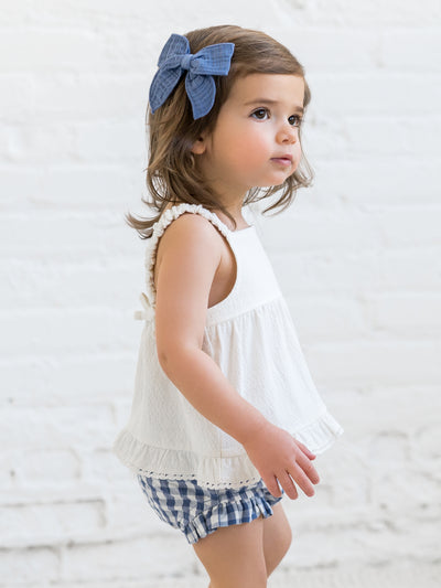 Embroidered Seersucker Shorts - Kids - Coconut | 100986 Nora