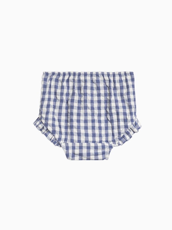 Helena Seersucker Ruffle Bloomer Baby : Bottoms : Shorts Kendi Organic Cotton Baby Helena Seersucker Ruffle Bloomer
