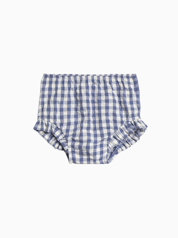 Helena Seersucker Ruffle Bloomer Baby : Bottoms : Shorts Kendi Organic Cotton Baby Helena Seersucker Ruffle Bloomer