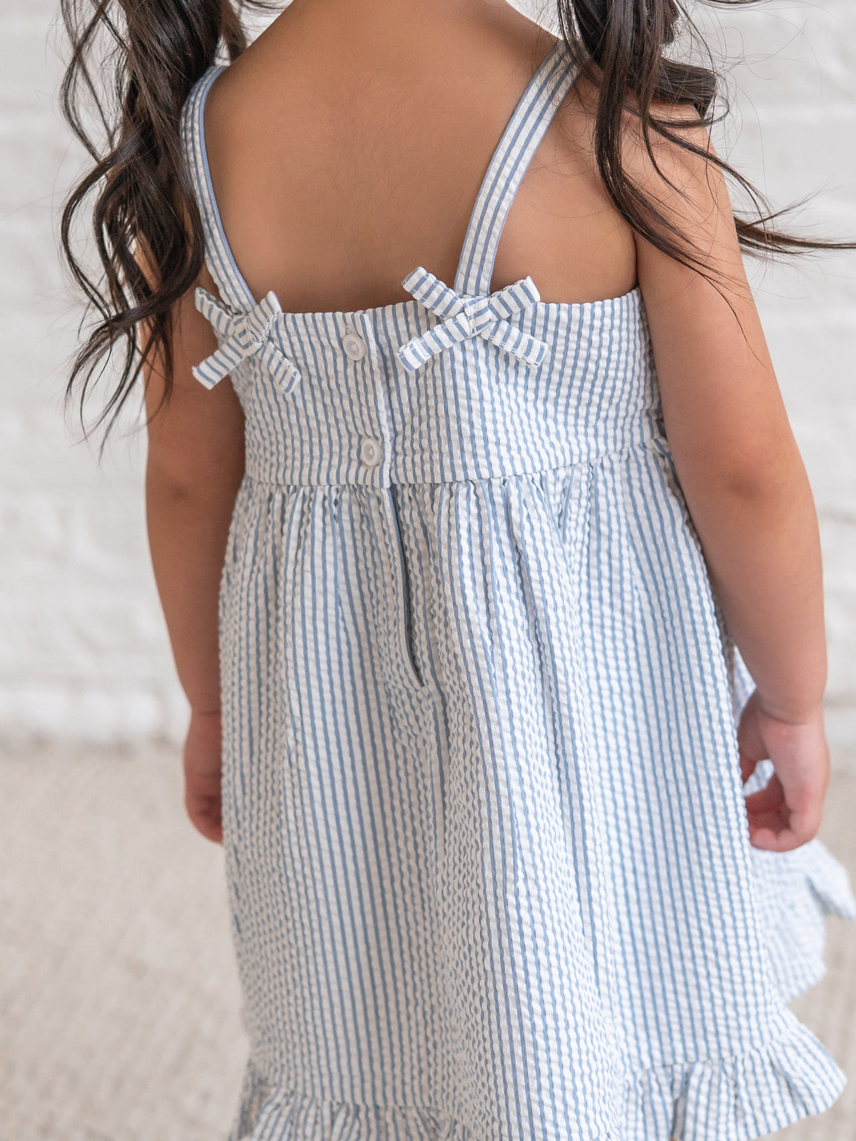 Juliette Seersucker Tank Dress - Shore Stripe / Sea Sale : Baby-Kids : Dresses : Tanks KENDI by Colored Organics Juliette Seersucker Tank Dress - Shore | Colored Organics®