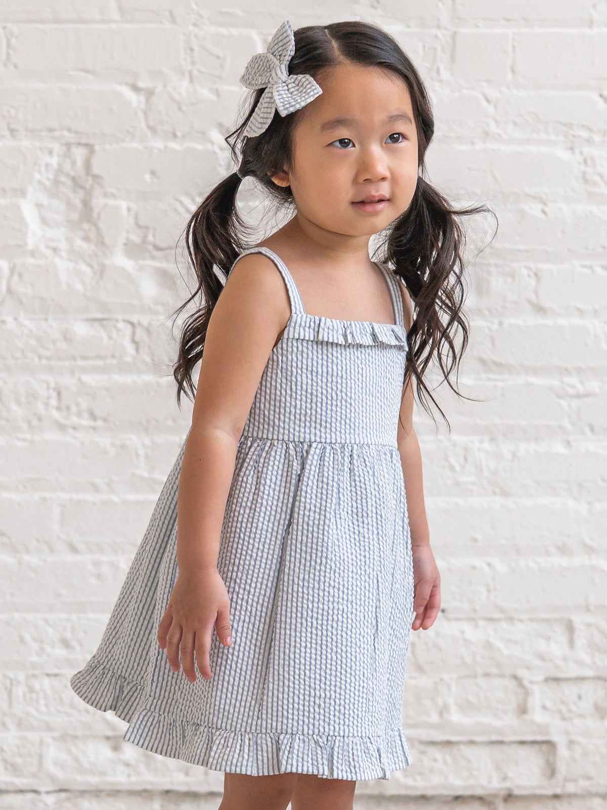 Juliette Seersucker Tank Dress - Shore Stripe / Sea Sale : Baby-Kids : Dresses : Tanks KENDI by Colored Organics Juliette Seersucker Tank Dress - Shore | Colored Organics®