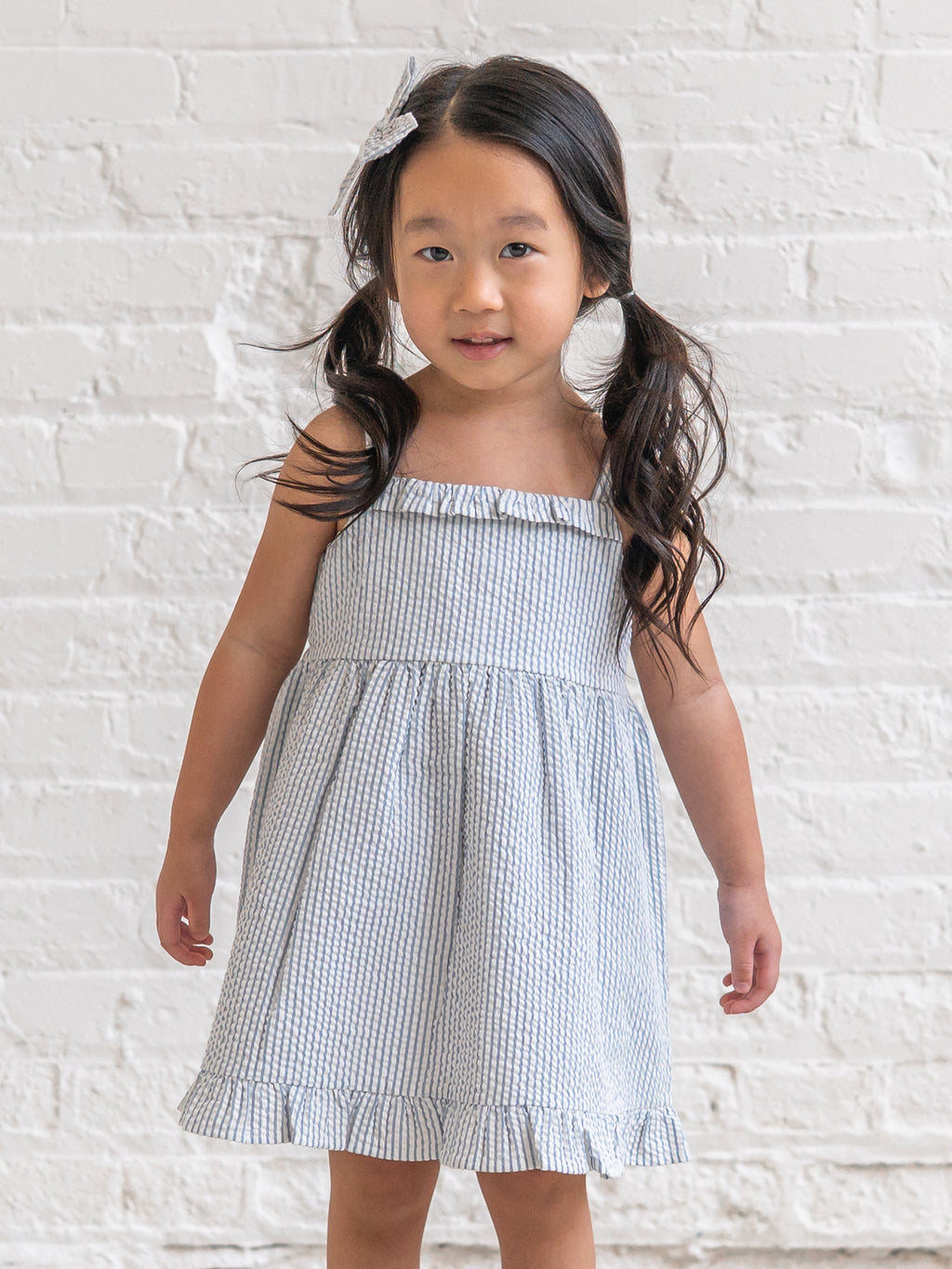 Juliette Seersucker Tank Dress - Shore Stripe / Sea Sale : Baby-Kids : Dresses : Tanks KENDI by Colored Organics Juliette Seersucker Tank Dress - Shore | Colored Organics®