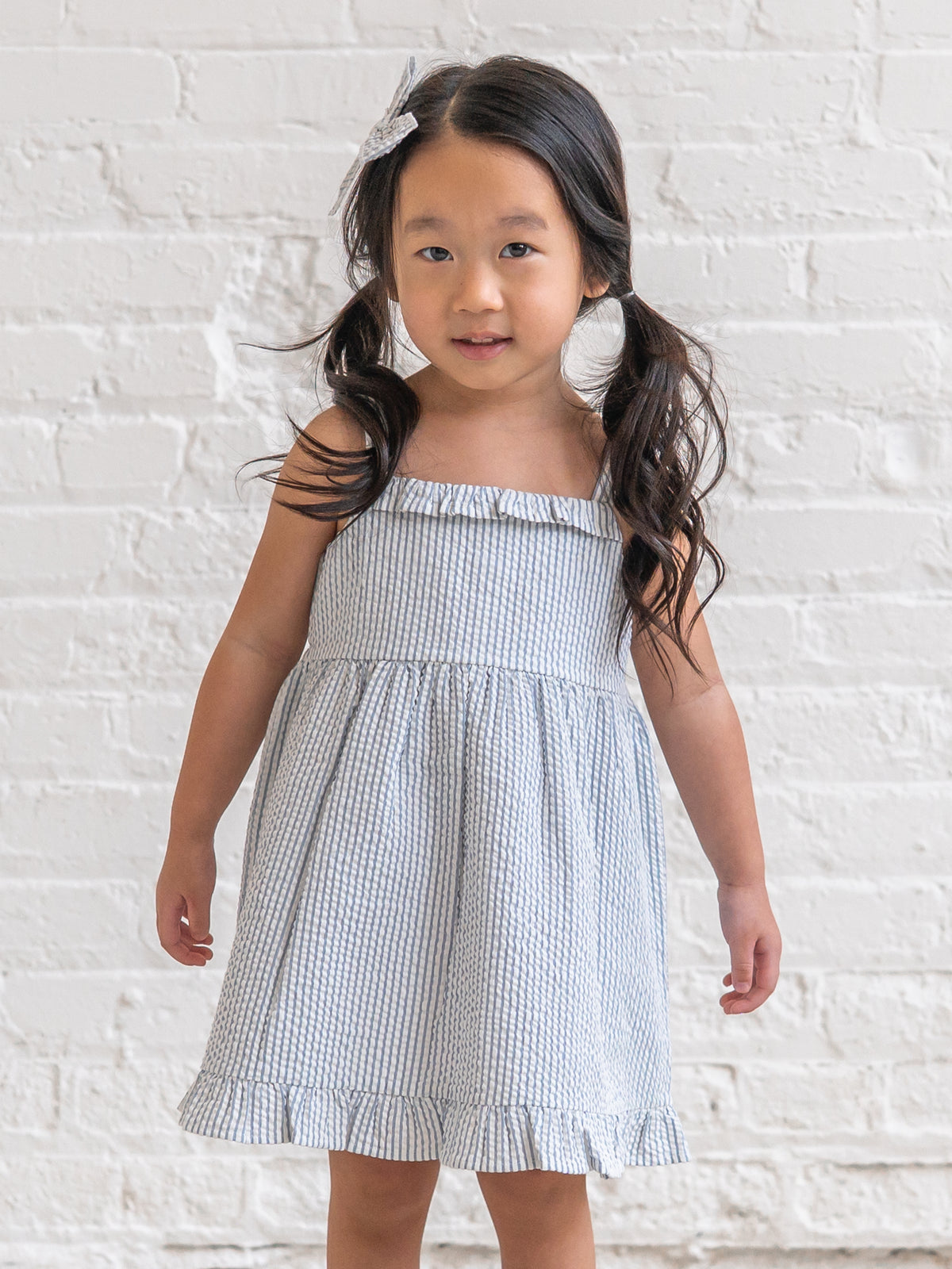 Juliette Seersucker Tank Dress - Shore Stripe / Sea Sale : Baby-Kids : Dresses : Tanks KENDI by Colored Organics Juliette Seersucker Tank Dress - Shore | Colored Organics®