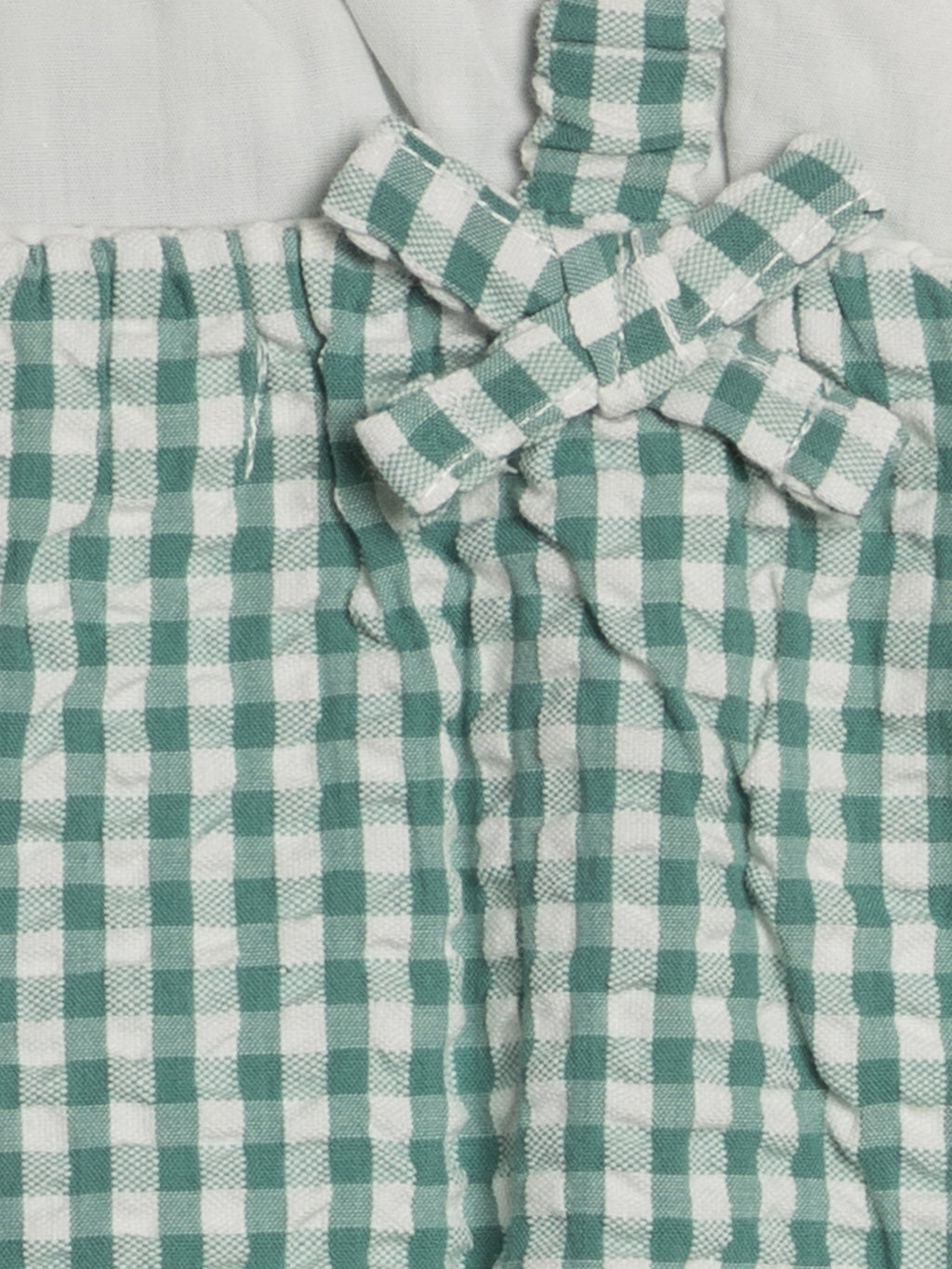 Rosalie Seersucker Ruffle Bubble Romper - Laguna Gingham Baby : One Pieces : Rompers : Tanks KENDI by Colored Organics Rosalie Seersucker Ruffle Bubble Romper | Colored Organics®